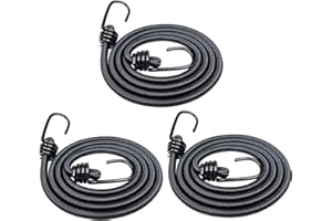 NUTS OT NUTS Elastic Bungee Cords Bungees Straps Ropes Heavy Duty 3Pcs 120cm with Hooks for Caravan Car Trunks Camping RVs Luggage Racks, Black