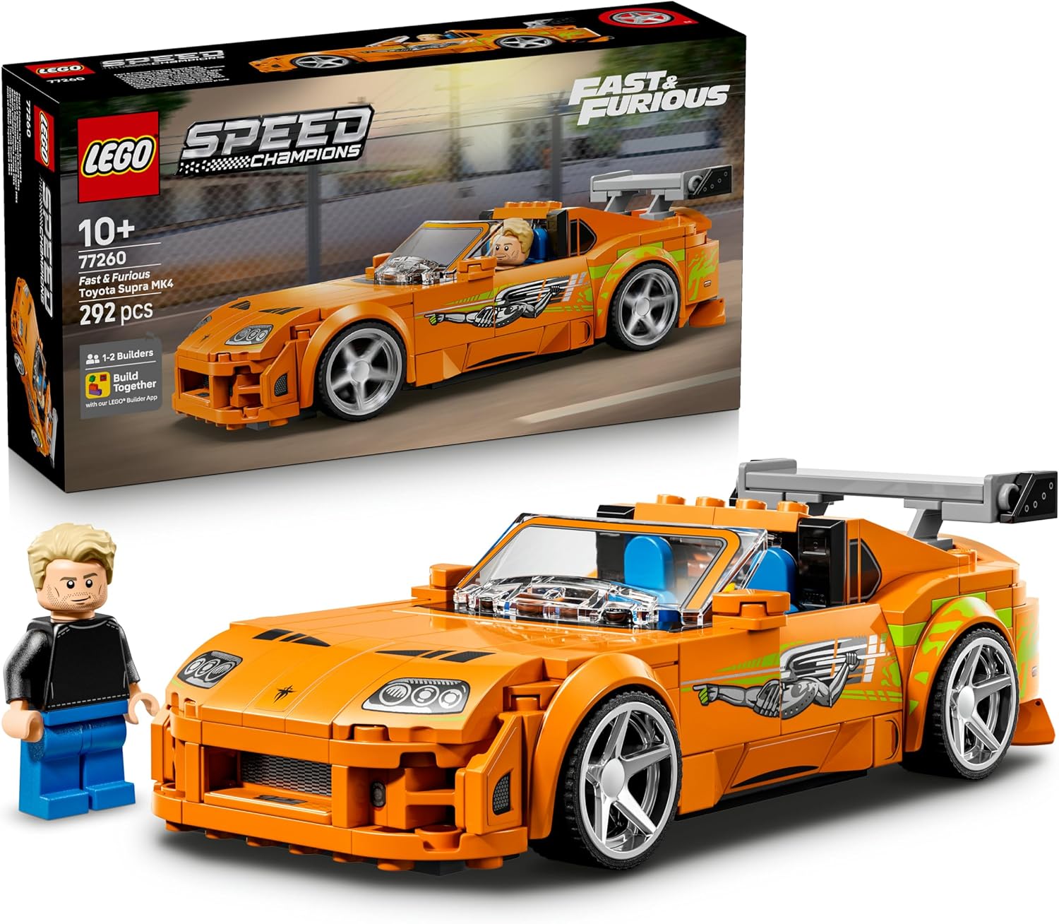 LEGO Speed Champions La Toyota Supra MK4 de Fast and Furious - Jouet Voiture - Maquette avec Minifigurine de Brian O'Conner - Cadeau STEM pour Garçon dès 10 ans ou Ado Fan du Film 77260