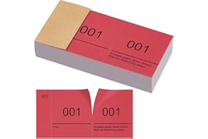 Nezyo Doppelnummern Blöcke 1-100 Tombola Lose mit Zahlen Nummernblöcke Zahlenblöcke 10 cm X 5 cm für Garderobe, Verlosung, Veranstaltungen, Partys, Messen und Bewirtungen(Rot)