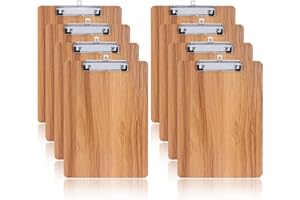LELADY JEWELRY LELADY Portapapeles con Pinza A4, 8 Piezas Portapapeles de Madera con Pinza, Tableros con Pinza para Notas, A4 Clipboard