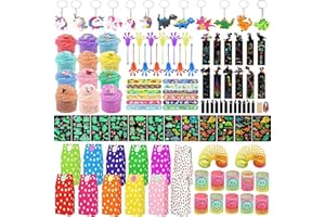 Vomkela Mitgebsel Kindergeburtstag Gastgeschenke Dino Einhorn Geburtstagsdeko,96 Stück Mitbringsel Schatztruhe Gartenspiele für Mädchen Jungen Kinder,Party Spielzeug Set für Slime (Stil 1)