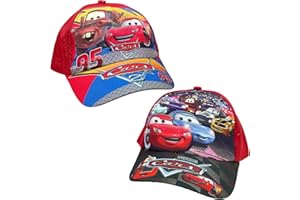Ubephant Lightning McQueen Baseball Casquette, Chapeau McQueen Cars, 2Pcs Casquette Lightning McQueen Baseball Cap Ajustable Asquette De Baseball Casquette de 2-6 Ans pour Enfants Chapeau Cadeau