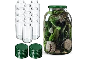 KADAX 12 stycken 4L Konserveringsburkar i Glas med Skruvlock fi100mm för Gurka, Kombucha, Kimchi, Syltburkar med Bred Öppning