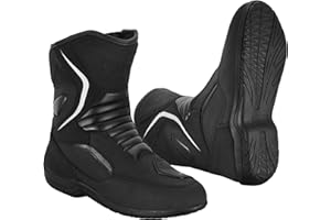 REXTEK Botas de ciclista de cuero impermeable para motocicleta de invierno de carreras de motociclista, botas de aventura, para hombre CE (EN-13634:2017)