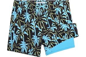 MaaMgic 5" Mens Swim Shorts with Compression Liner 4-Way Stretch Bathing Suit Swimming Shorts 2 in 1 Men's Swim Trunks with Zipper Pockets Quick Dry