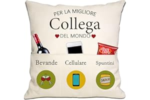 Bommex Regalo di collega da parte delle donne Regalo di ringraziamento Regalo di addio Migliore collega al mondo Copricuscino 18x18 pollici con 3 tasche Regalo di Natale di compleanno(collega donna)