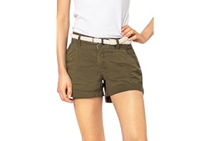 Eight2Nine Damen Chino Shorts Hose mit Flecht-Gürtel