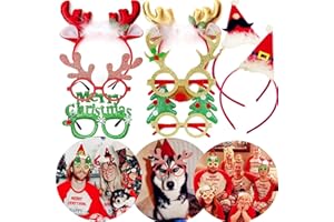 JeVenis 8 PCS occhiali natalizi christmas headband scintillio per occhiali per feste natalizie puntelli forniture per feste di natale bomboniere per feste di natale