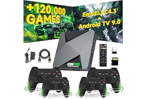 XIXIMENG G36 Pro Console de Jeux Rétro Console retrogaming,120000+ Jeux 50+ émulateurs,EmuELEC 4.3 + Android 9.0 Système,Console Retro avec 4 Manettes sans Fil,Console de Jeux 4K HD Plug & Play pour TV (256G)