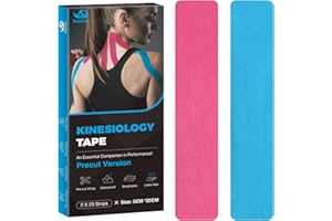 ‎ANJOCARE AnjoCare Kinesiology Tape Precut,elastyczna kinezjologiczna taśma terapeutyczna do fizjoterapii,sportu i leczenia urazów,sportowa taśma sportowa do kolan,kostek i ramion(paski 2x20)niebieska i różowa
