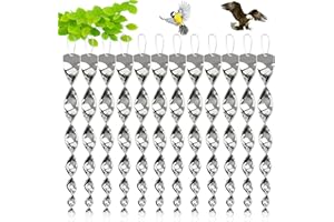 SUFANG 12 Piezas Varillas Reflectantes Repelentes de Pájaros, Espiral de Viento Plateado Reflectante, Reflectante para Control de Aves, Varillas Repelente para Evitar Que Las Aves Protejan Jardines