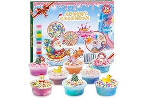 SEEYKEY Slime Advent Calendar 2025 for Boys and Girls, DIY Crystal Slime Kids Christmas Advent Calendars 24 Days Countdown Advent Calendar,Christmas Surprises Gift with DIY Slime