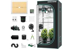 Mars Hydro TS1000 - Lámpara de cultivo regulable (80 x 80 x 160 cm, 1680D, Mylar altamente reflectante, con kit de ventilación silencioso y eficiente, ventilador de 10