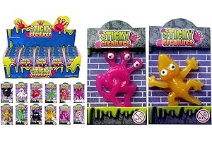 MVS WHOLESALE Wholesale Pack of 60 x Sticky Creatures - Children's Kid's Party Goody Bag Filler Loot Reward Pocket Money Toy Prize Lucky Dip Pinata Stocking Filler (60)