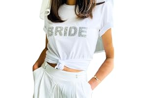 Bride T-Shirt with Sparkly Rhinestone Letters | Bridal Shower Engagement Gift for Her Women Woman | Bride to Be Shirt | Mrs W