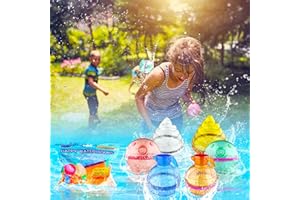 chimoo 6 Stück Wasserbomben,Wasserbomben Wiederverwendbar Silikon Wasserbomben SelbstschließEnd mit Kugel Wasserballons Ohne Knoten Bunt Wasserbombe Set für Kinder Outdoor/Pool/Strand Wasserspielzeug