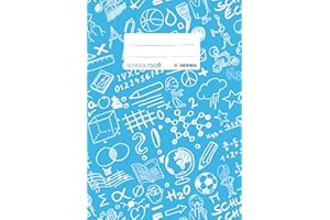 HERMA Schoolydoo 19421 Protège-cahier A5 Bleu clair avec étiquette d'étiquetage en film polypropylène résistant et facile à nettoyer