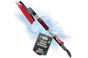 ‎HEYNER HEYNER® Eiskratzer mit Besen Scheibenkratzer mit Messingklinge, ausziehbar mit drehbarer Schneebürste