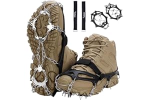 UELFBABY Crampons Upgraded 19 Spikes Ice Snow Grips Traction Cleats System Safe Protect for Walking, Jogging, or Hiking on Snow and Ice
