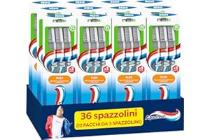 Aquafresh Interdental Flex Tris, Brosse à dents hygiénique dentaire avec Flex-Zone et poils arrondis, dents propres et gencives saines, poils moyens, lot de 12 brosses à dents