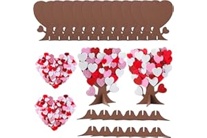 Fovths 362 Pieces Love Heart Tree Foam Stickers DIY Craft Set 12 Pieces Heart Tree and 350 Pieces Valentine's Day Self-Adhesive Foam Heart for Valentine's Day, Wedding or Mother's Day Home Decoration