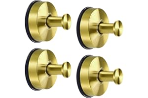 JOMOLA Ganchos ventosa de Succión Gancho Ventosa Toallero con Ventosa para Baño Cocina Colgador de Pared sin Taladro Gancho de Pared con Percha Accesorio de Baño Inoxidable Oro, 4 Piezas