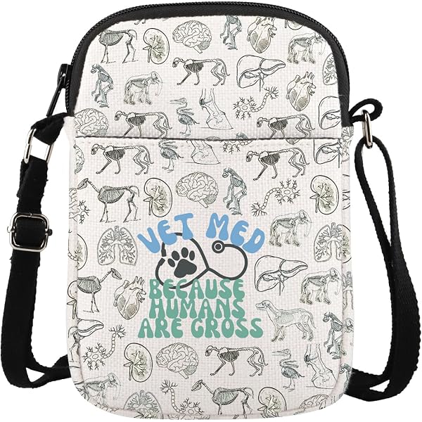 LEVLO Borsa a tracolla in tela per veterinario, regalo veterinario, per veterinario, infermiera, studente, Borsa Vet Tech, Large