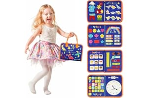 GOOJOOY Busy Board Montessori Juguetes Niños 1 2 año, 20 in 1 Portátil Activity Board Juguetes 1 2 3 + Años Niños, Aprende Educación Básico Temprana Habilidade Juguetes