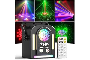 GLOWINGSTAGE 24W Lumière de Fête Disco, 4 en 1 Lumière de Scène LED RGB + COB DJ avec Télécommande, 8 Modes Automoteurs, Mini Projecteur à Effet Adaptée aux Fêtes de Famille Fêtes d'anniversaire Bar Scène Cadeaux