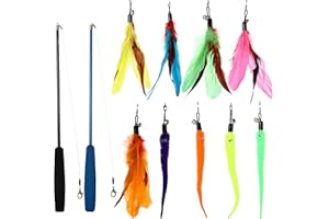 Buddy Wild Giochi per Gatti – 11 Giochi Gatti Interattivi con Bacchetta Telescopica, Giochi Gatto con Piume – Colori Brillanti – Giocattoli per Gatti e Gattini Attivi