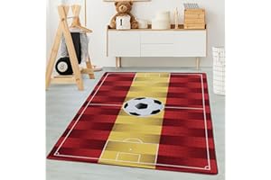 Carpetsale24 Alfombra Infantiles, Color Amarillo, Estadio de fútbol de España, 105323, Alfombra Rectangular, Alfombras habitación Infantil-habitación bebé, 140 x 200 cm