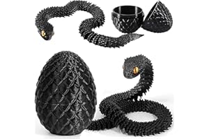 Joycabin 3D Printed Animals, 3D Printed Snake Fidget Toy, Easter 3D Printed Dragon Egg Snake Eggs, Fidget Mini Animals Toy Articular Mobility Toys for Adults and Kids Autism/ADHD (Black)
