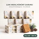 &Ccedil;am Ardı&ccedil; Katranlı K&uuml;k&uuml;rt Sabunu - Doğal El Yapımı Katı Sabun, Y&uuml;z Sa&ccedil; ve V&uuml;cut i&ccedil;in, Zeytinyağlı, Vegan (Onlu)