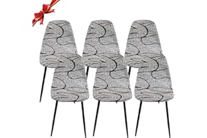 Jaotto Shell Chair Covers Set of 6,Stretch Shell Dining Chair Slipcovers,Armless Scandinavian Dining Chair Covers Washable Removable,Lounge Corner Chair Protector for Round Back Chair,Grey Flower