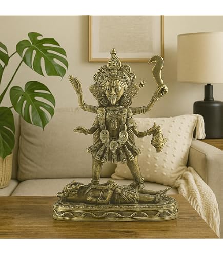 Göttin Kali Statue Aus Messing – Handgefertigt, 5,4x3x7,5 Cm, Indisches Kunsthandwerk
