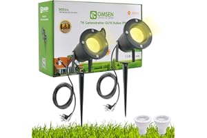 OMSEN Spots de Jardin avec Piquet GU10 7W, Blanc Chaud 3000K, Aluminium Solide, Étanche IP67, Ampoules Remplaçables, Spot à Piquer LED Extérieur pour Jardin, Cour, Arbre, Pelouse, Plantes, Chemin