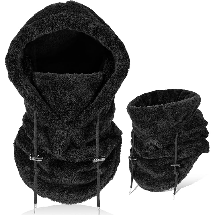 Unisex Windproof Fleece Balaclava Hood – Winter Ski Mask, Full Face Cover, Thermal & Breathable (One Size, Black) - View #2