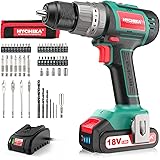 Trapano Avvitatore Batteria 18V, HYCHIKA Brushless 60Nm Trapano a Percussione, 2.0Ah Batteries, 53 Accessori, Caricatore Rapi