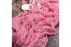 YMHPRIDE 2 Stück Seihtuch-Tischläufer Staubige Rose,90 x 300 cm Rosa Rustikaler Gaze-Stoff Boho-Tischläufer Käsetuch Cheesecloth Tischläufer Hochzeit Tischdecke für Hochzeitsfeier Brautparty Tischdekoration