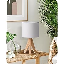 DRULINE Lampada Da Tavolo Shabby In Legno Bianco – Base In Legno E Paralume Bianco – 53 Cm, Attacco E27 - 2
