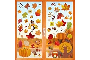 ENYACOS Thanksgiving Fenster Aufkleber - Herbst Blätter Dekorationen, Saisonale Urlaub Fenster Sticker (A)