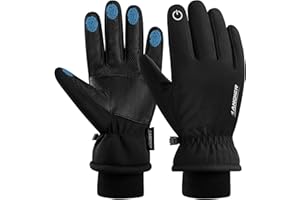 anqier Winter Handschuhe Herren Damen Wasserdicht Unisex Skihandschuhe Winddicht Fleecehandschuhe Wärm Thermohandschuhe mit 5-Finger-Touchscreen für Reiten Laufen Skifahren S-XL
