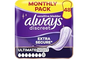 Always Discreet Incontinence Pads Women Ultimate Night 48 Count Extra Secure & Discreet