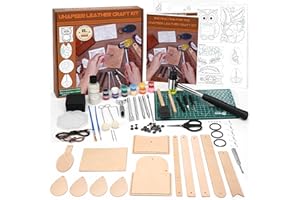 UHAPEER Leder Werkzeugset, Lederhandwerkswerkzeuge mit Werkzeug, Lederhandwerks mit Video-Tutorials, Stempeln, Kunsthandwerker Projektsets, Leather Working Kit für Lederarbeiten