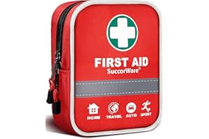 SUCCORWARE 130 Pieces First Aid Kit with Hospital Grade Medical Supplies - Includes Emergency Blanket, Bandage - Great for Home, Outdoors, Office, Car, Travel, Camping, Hiking, Boating