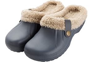 CELANDA Zuecos de Mujer Hombre Mules Invierno Caliente Forro Pantuflas Impermeable Zapatos de jardín Antideslizantes Zapatillas de Estar en Casa
