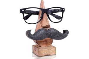 IndiaBigShop Wooden Glasses Holder, Moustache Glasses Holder, Shaped Glasses Holder, 6 Inches / 15.2 cm, Easter/Mother’s Day/Good Friday Gift Idea, Brown