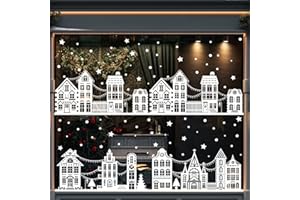 JOLCEEY 10 Sheets Christmas Window Stickers, Christmas Window Clings Decals Xmas Double-Side Reusable Window Clings Decorations for Christmas Window Indoor Party Decorations