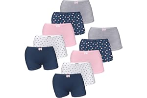 LOREZA ® 10er Set Mädchen Pantys Boxershorts Hipster Baumwolle Unterwäsche Gr.92-170
