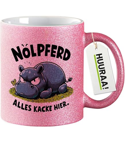 Rahmenlos Tasse „Nölpferd – Ist Doch Alles Scheiße Hier“ – 320 Ml, Spülmaschinengeeignet, Mehrfarbig